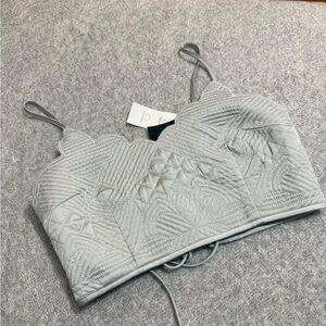 Quilted Light Gray Bralette Crop Top - Women Intimates